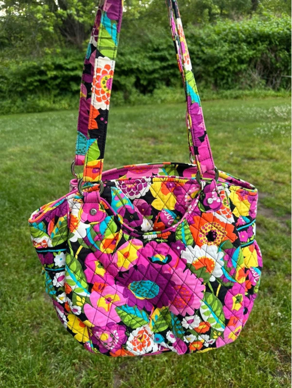 Vera Bradley Quilted Floral Shoulder Bag in Pink, Green, Turquoise, Orange